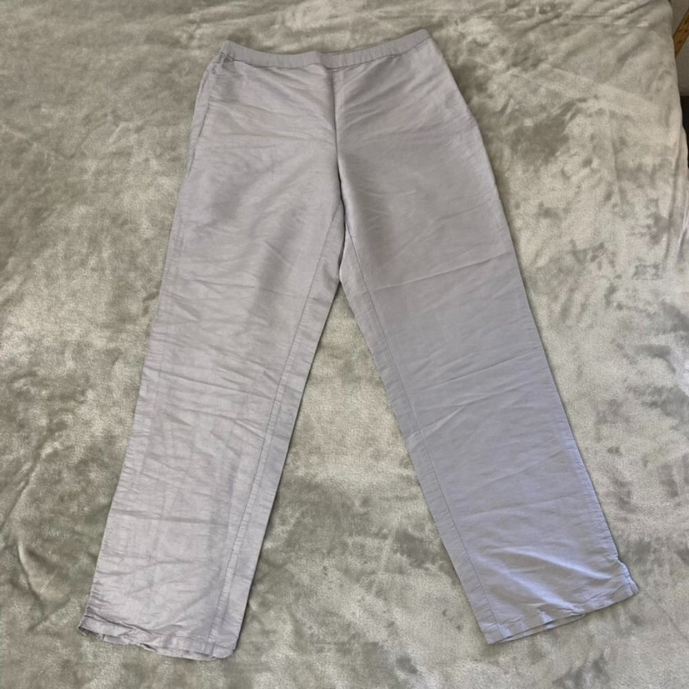 Vintage Bloomingdale's 100% Silk High-Waist Trouser Pants Grey Size 8 Side Zip